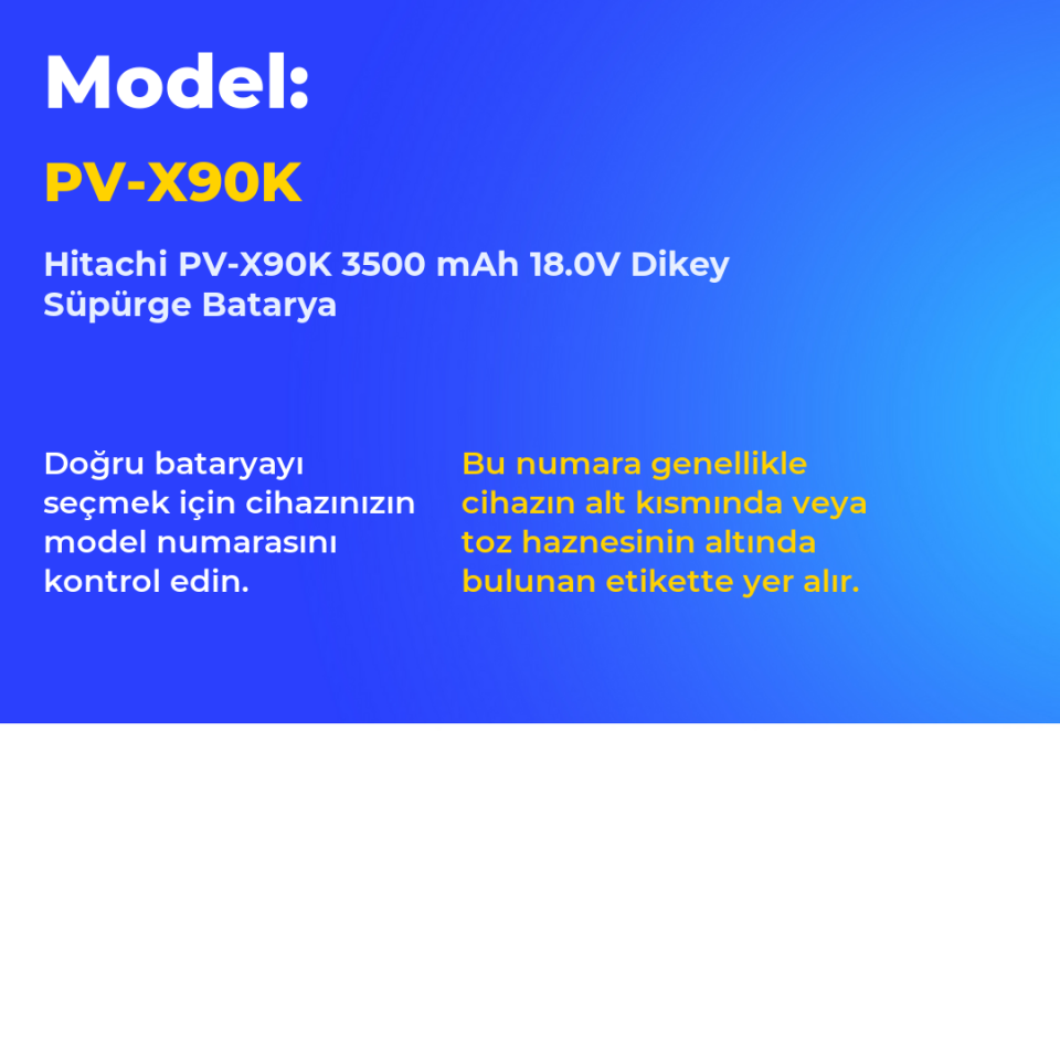 Hitachi PV-X90K 3500 mAh 18.0V Dikey Süpürge Batarya