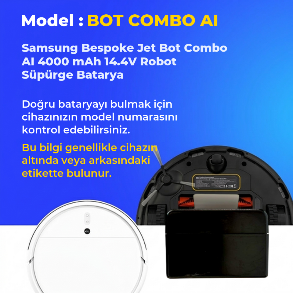 Samsung Bespoke Jet Bot Combo AI 4000 mAh 14.4V Robot Süpürge Batarya