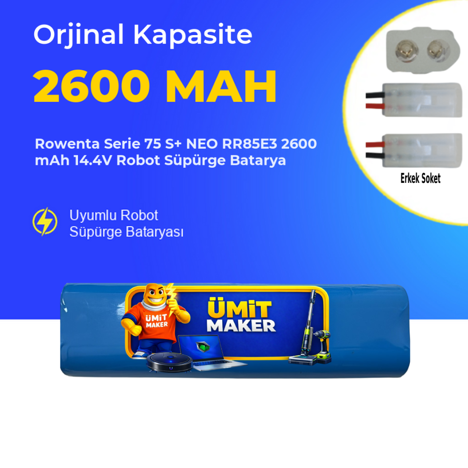 Rowenta Serie 75 S+ NEO RR85E3 2600 mAh 14.4V Robot Süpürge Batarya