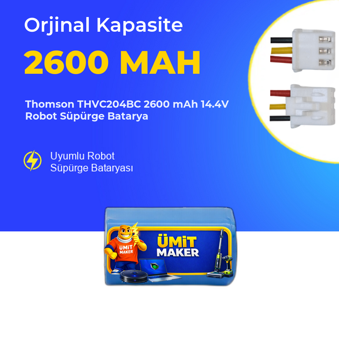 Thomson THVC204BC 2600 mAh 14.4V Robot Süpürge Batarya