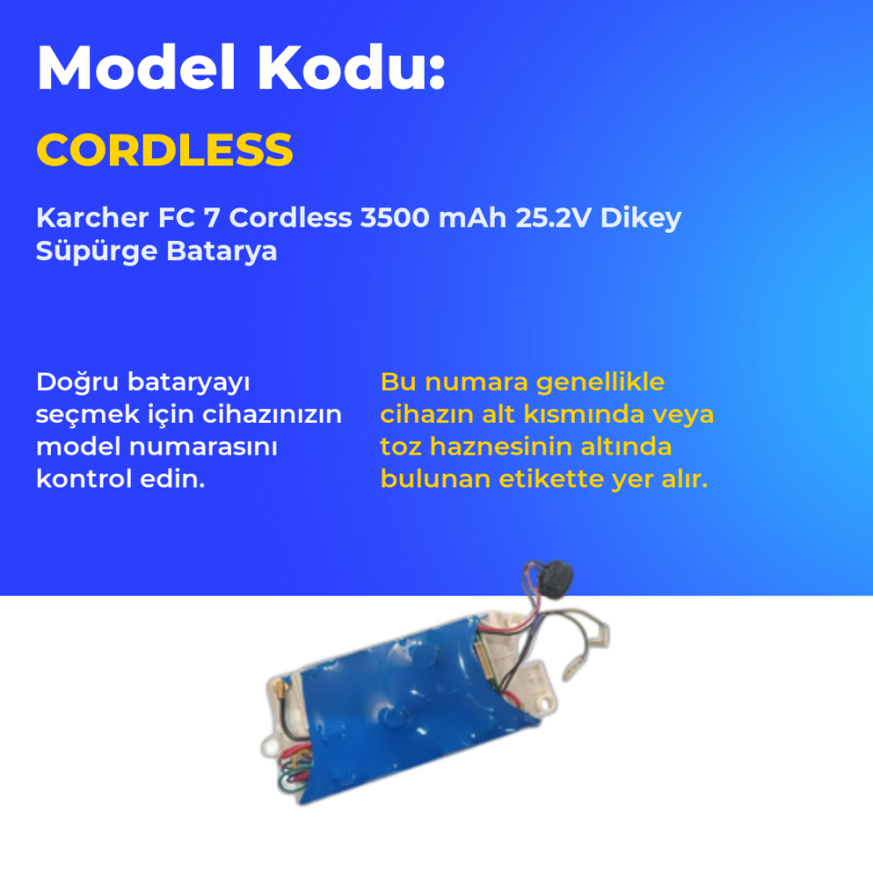 Karcher FC 7 Cordless 3500 mAh 25.2V Dikey Süpürge Batarya