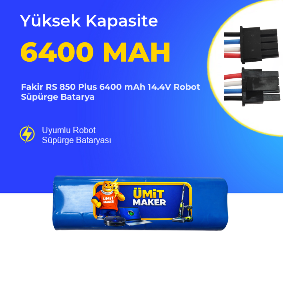 Fakir RS 850 Plus Robot Süpürge 6400 mAh 14.4V Batarya