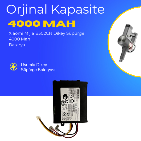 Xiaomi Mijia B302CN Dikey Süpürge 4000 Mah Batarya