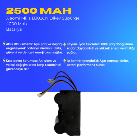 Xiaomi Mijia B302CN Dikey Süpürge 4000 Mah Batarya