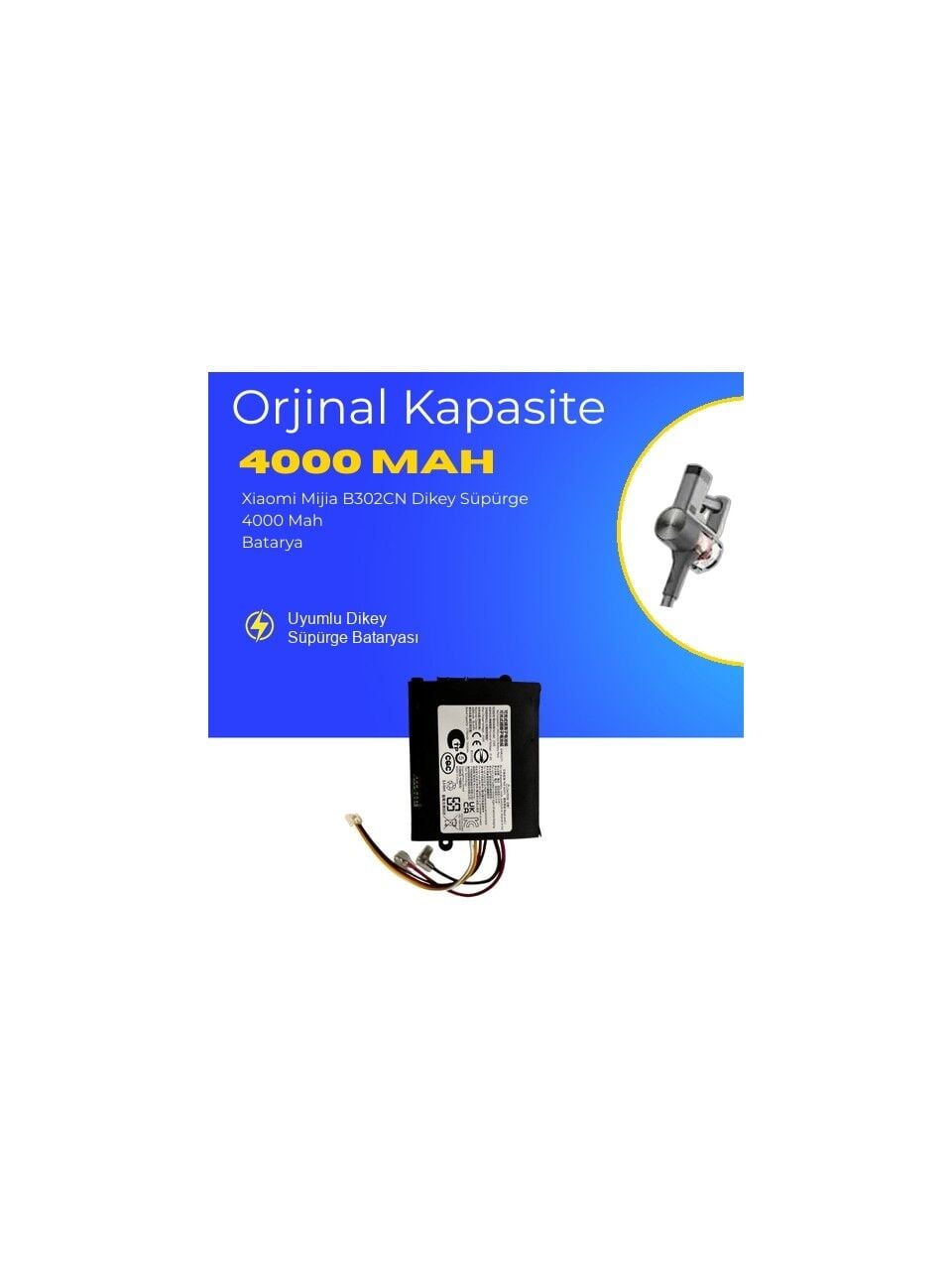 Xiaomi Mijia B302CN Dikey Süpürge 4000 Mah Batarya