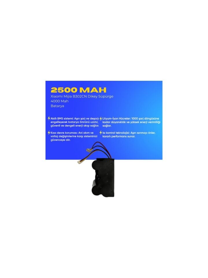 Xiaomi Mijia B302CN Dikey Süpürge 4000 Mah Batarya
