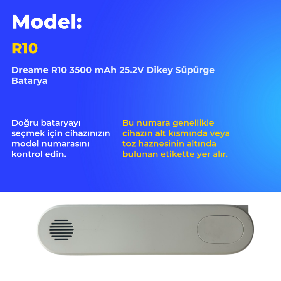 Dreame R10 3500 mAh 25.2V Dikey Süpürge Batarya