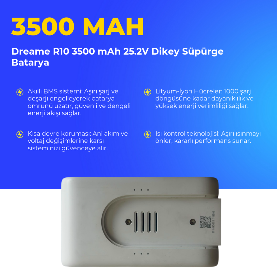 Dreame R10 3500 mAh 25.2V Dikey Süpürge Batarya