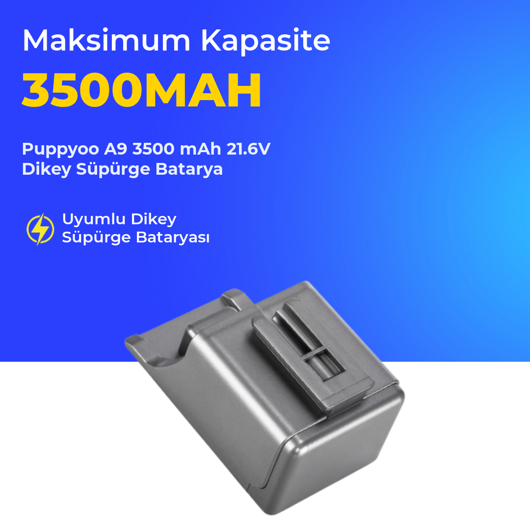 Puppyoo A9 3500 mAh 21.6V Dikey Süpürge Batarya