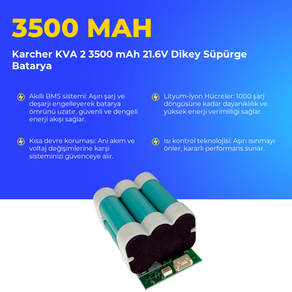 Karcher KVA 2 3500 mAh 21.6V Dikey Süpürge Batarya