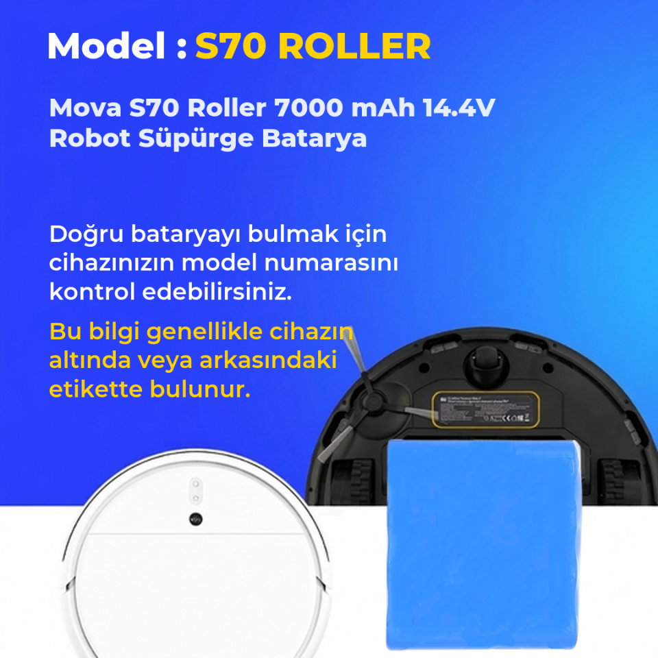 Mova S70 Roller 7000 mAh 14.4V Robot Süpürge Batarya