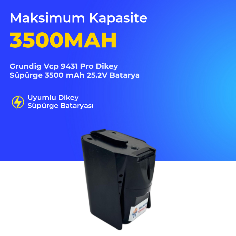 Grundig Vcp 9431 Pro Dikey Süpürge 3500 mAh 25.2V Batarya