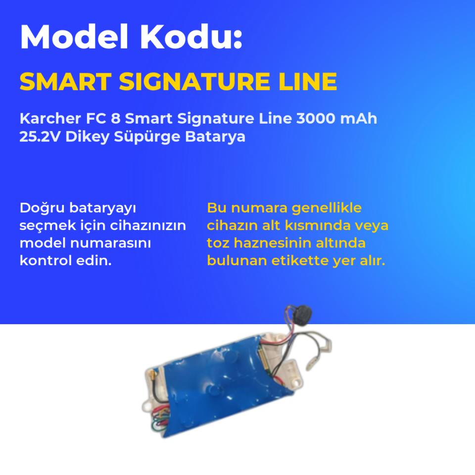 Karcher FC 8 Smart Signature Line 3000 mAh 25.2V Dikey Süpürge Batarya