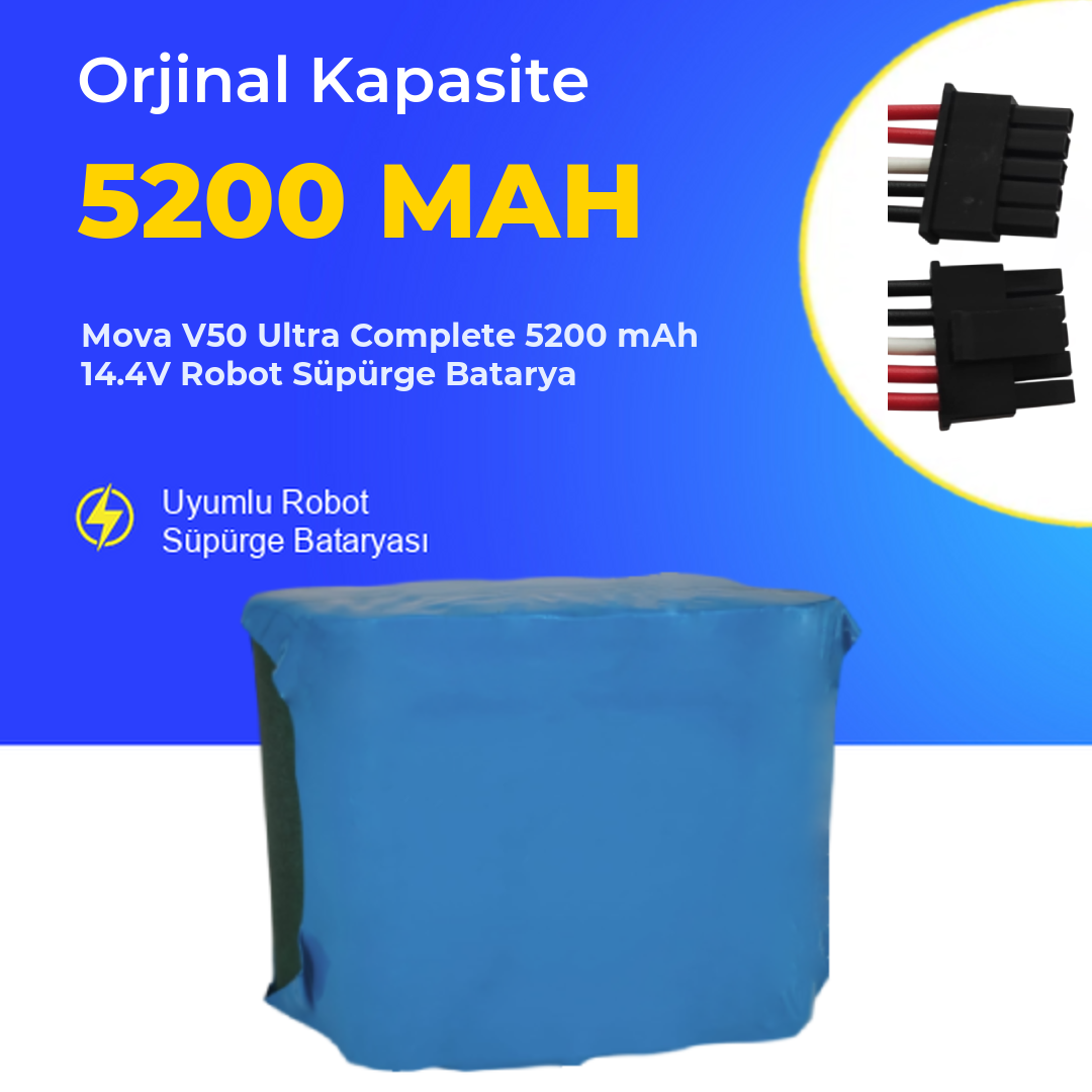 Mova V50 Ultra Complete 5200 mAh 14.4V Robot Süpürge Batarya