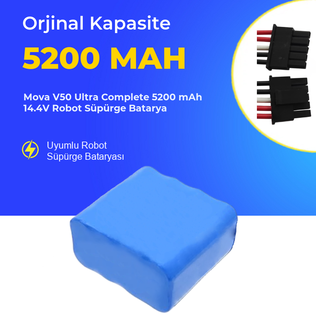 Mova V50 Ultra Complete 5200 mAh 14.4V Robot Süpürge Batarya