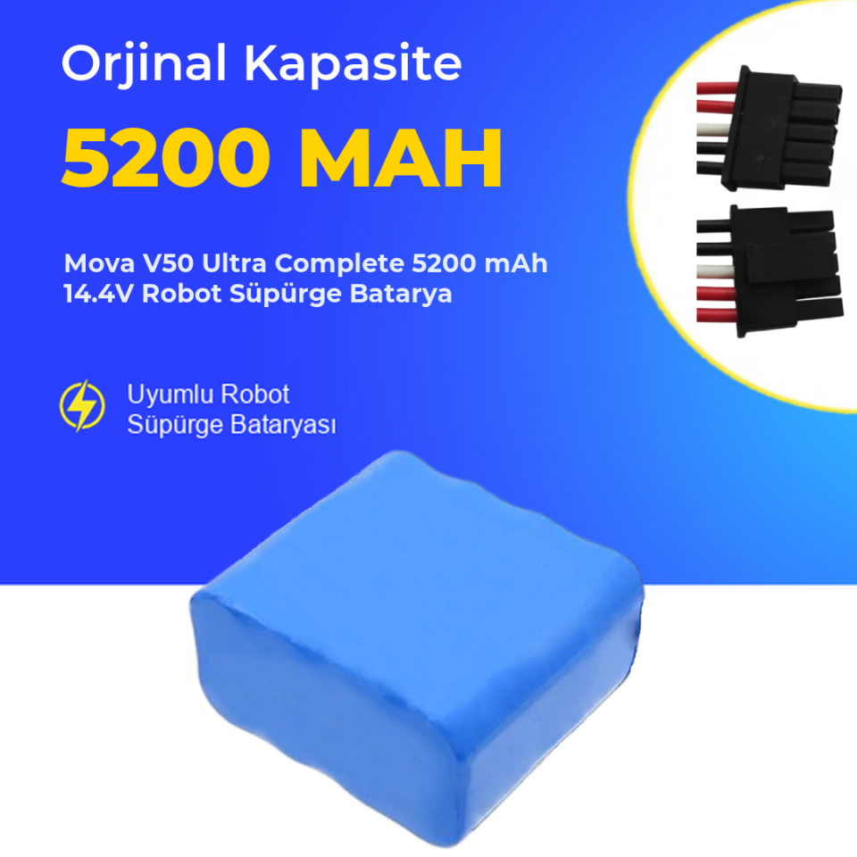 Mova V50 Ultra Complete 5200 mAh 14.4V Robot Süpürge Batarya