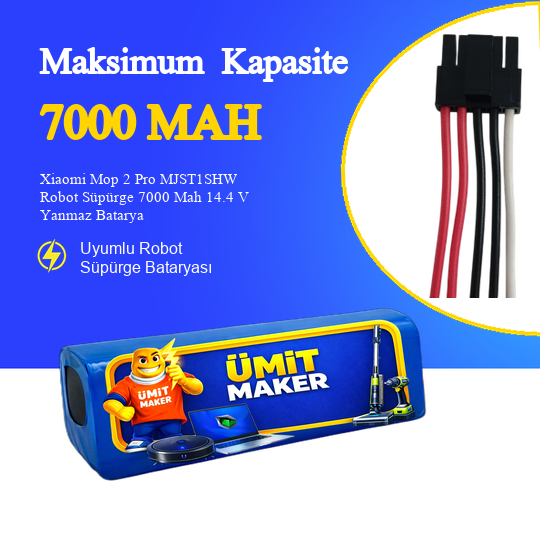 Xiaomi Mop 2 Pro MJST1SHW Robot Süpürge 7000 Mah 14.4 V Yanmaz Batarya – Orjinal Uyumlu Uzun Ömürlü, Yüksek Performans Pil