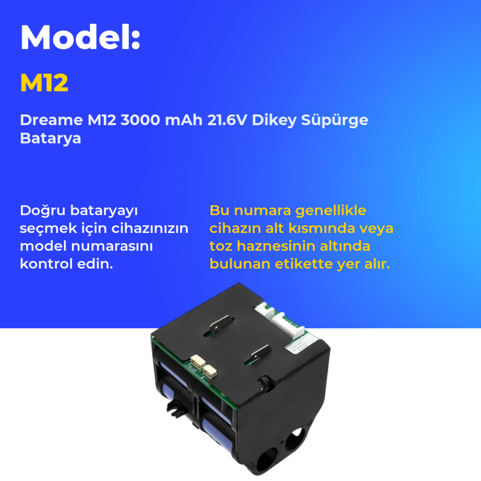 Dreame M12 3000 mAh 21.6V Dikey Süpürge Batarya