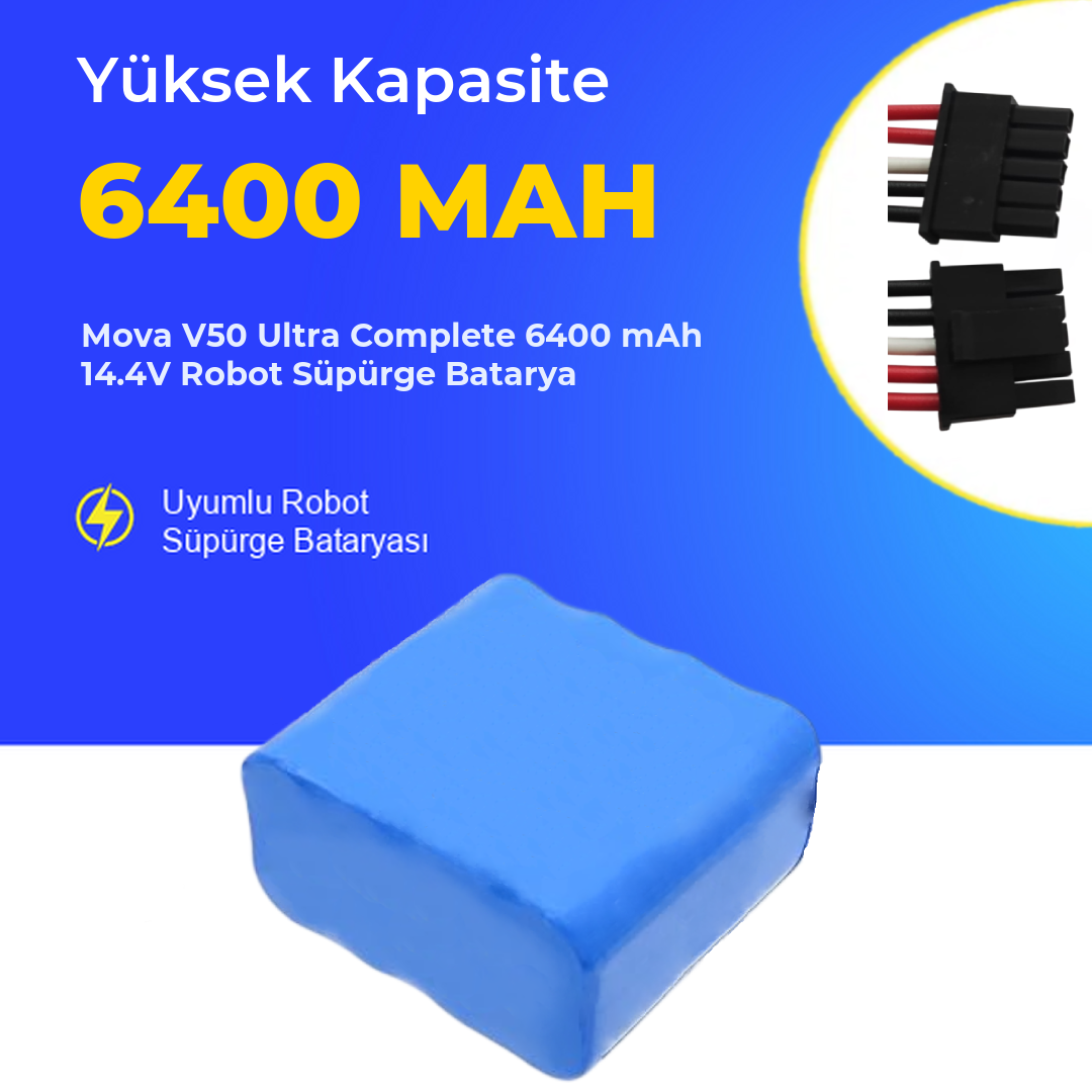 Mova V50 Ultra Complete 6400 mAh 14.4V Robot Süpürge Batarya