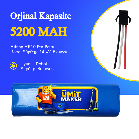 Hiking HR10 Pro Point Robot Süpürge 5200 mAh 14.4V Batarya