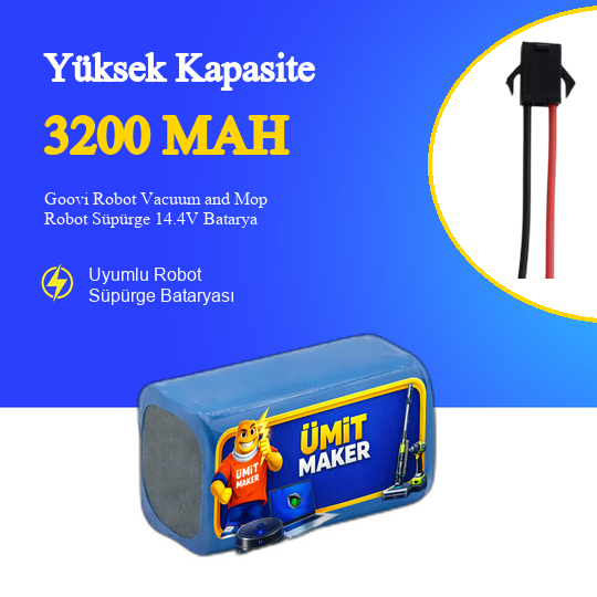 Goovi Robot Vacuum and Mop Robot Süpürge 3200 mAh 14.4V Batarya