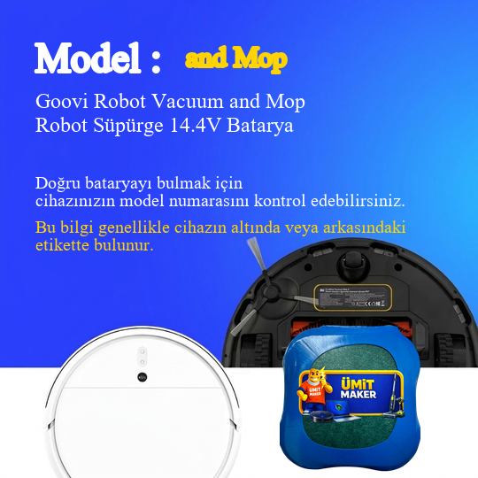 Goovi Robot Vacuum and Mop Robot Süpürge 3200 mAh 14.4V Batarya