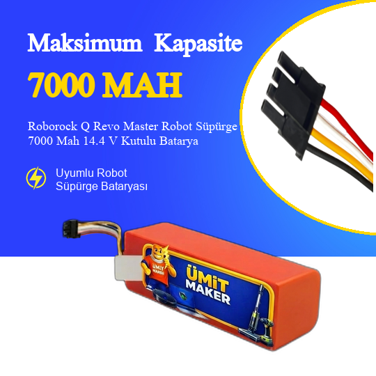 Roborock Q Revo Master Robot Süpürge 7000 Mah 14.4 V Kutulu Batarya – Orjinal Uyumlu Uzun Ömürlü, Yüksek Performans Pil