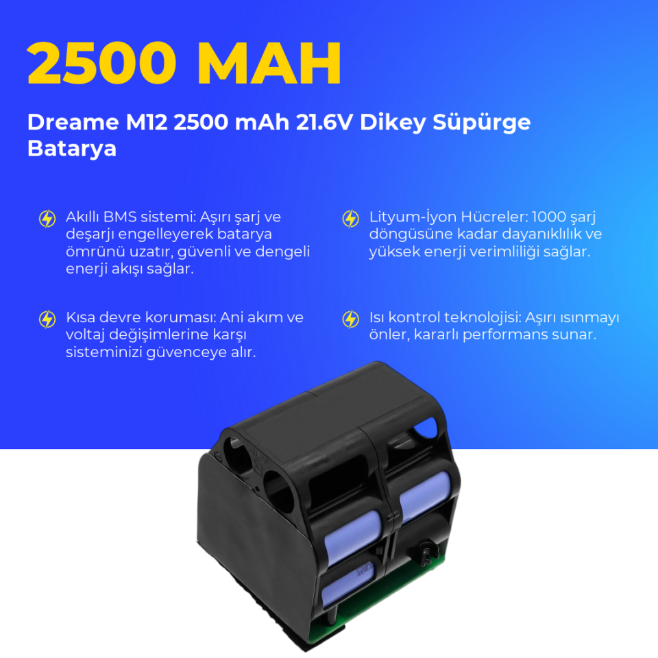 Dreame M12 2500 mAh 21.6V Dikey Süpürge Batarya