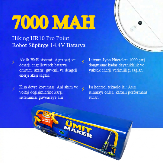 Hiking HR10 Pro Point Robot Süpürge 7000 mAh 14.4V Batarya