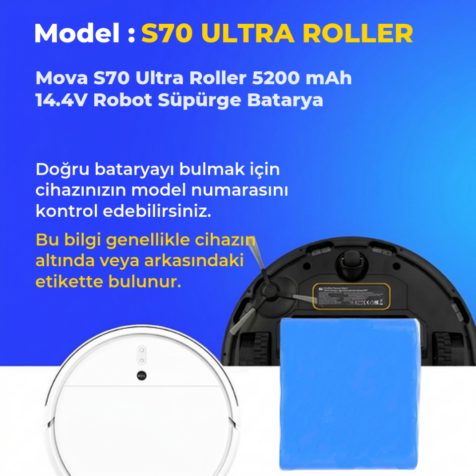 Mova S70 Ultra Roller 5200 mAh 14.4V Robot Süpürge Batarya
