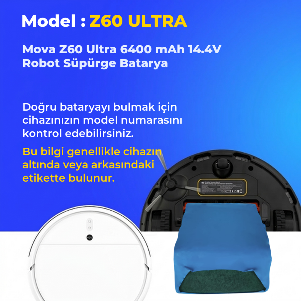 Mova Z60 Ultra 6400 mAh 14.4V Robot Süpürge Batarya