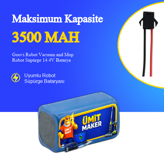 Goovi Robot Vacuum and Mop Robot Süpürge 3500 mAh 14.4V Batarya