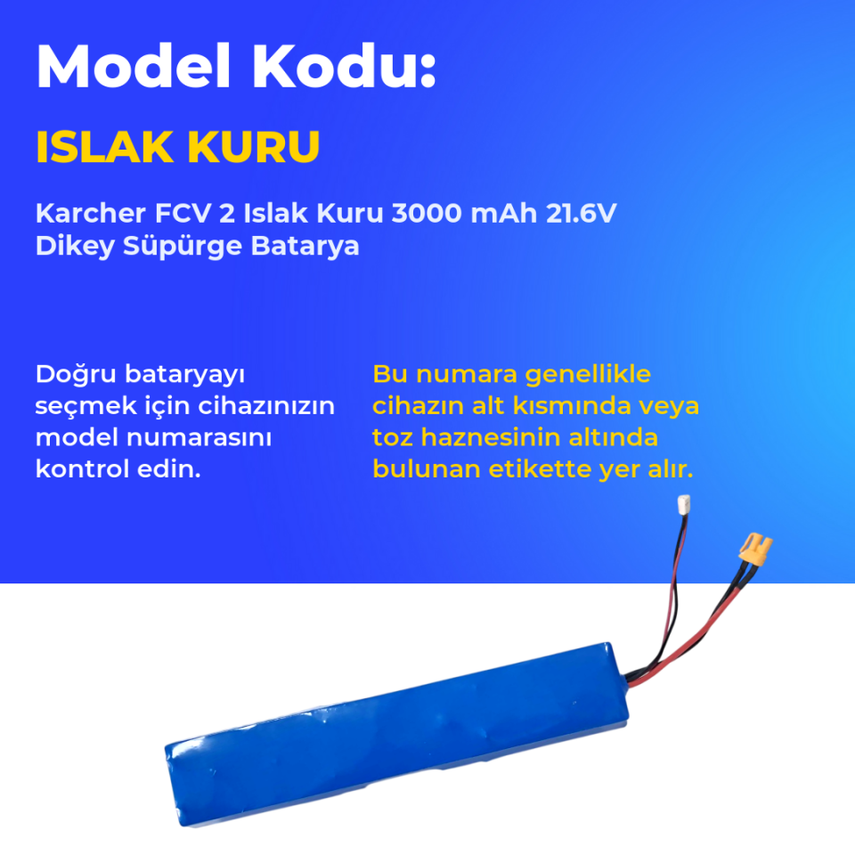 Karcher FCV 2 Islak Kuru 3000 mAh 21.6V Dikey Süpürge Batarya