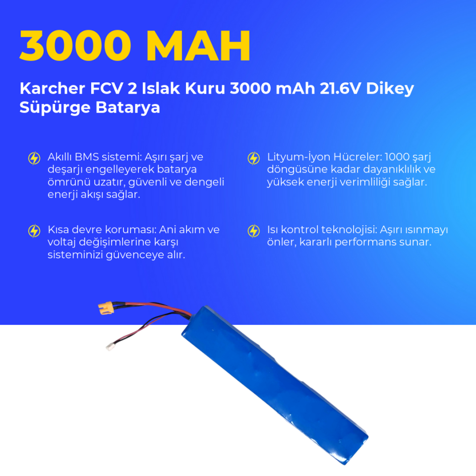 Karcher FCV 2 Islak Kuru 3000 mAh 21.6V Dikey Süpürge Batarya