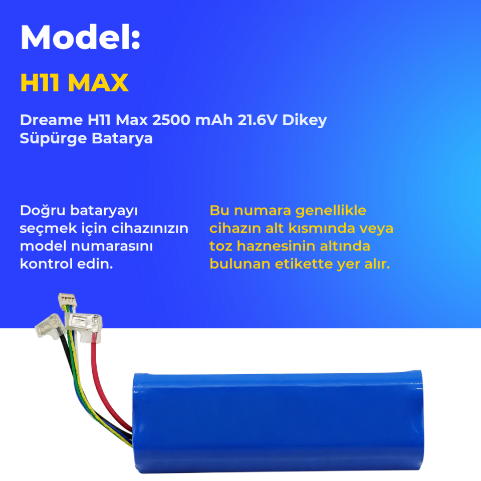 Dreame H11 Max 2500 mAh 21.6V Dikey Süpürge Batarya