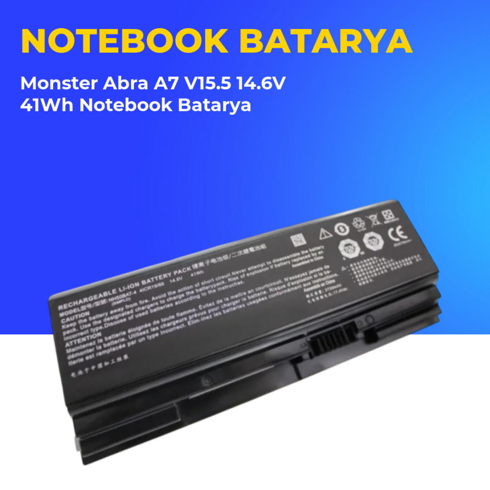 Monster Abra A7 V15.5 14.6V 41Wh Notebook Batarya