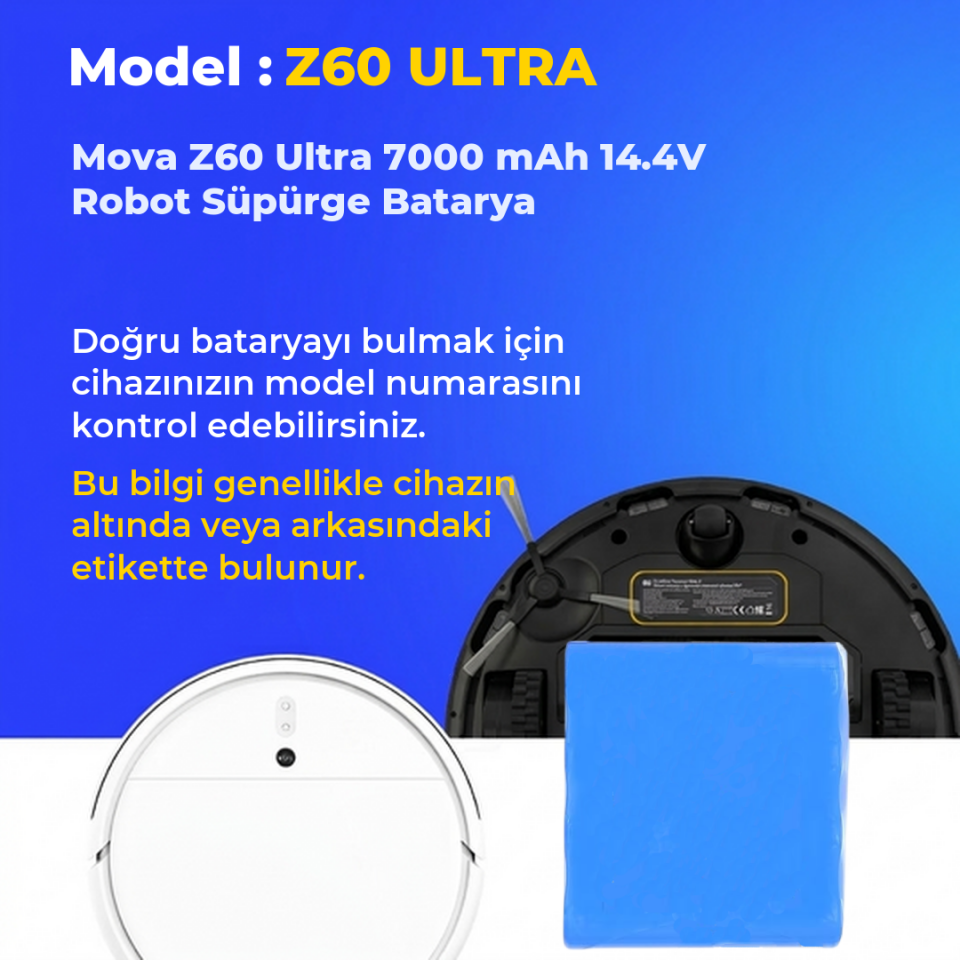 Mova Z60 Ultra 7000 mAh 14.4V Robot Süpürge Batarya