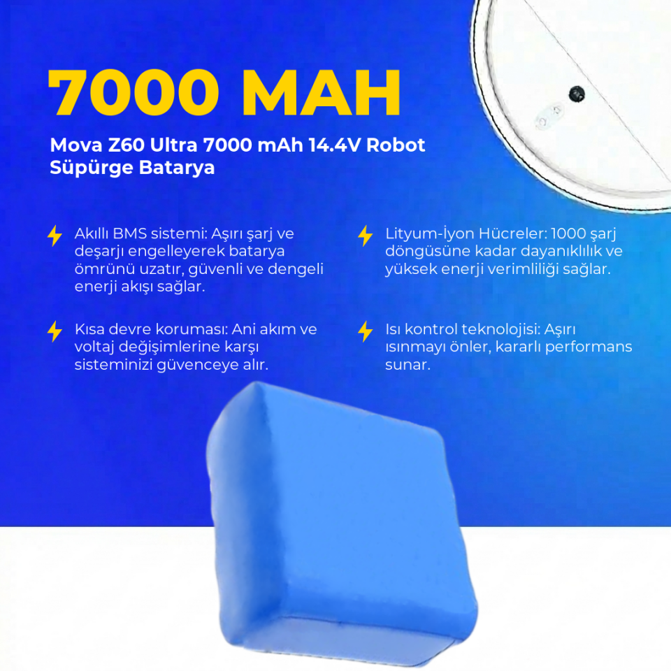 Mova Z60 Ultra 7000 mAh 14.4V Robot Süpürge Batarya