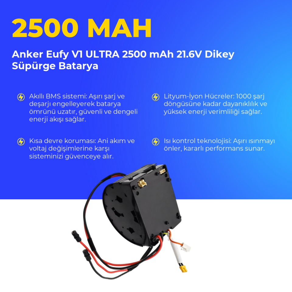 Anker Eufy V1 ULTRA 2500 mAh 21.6V Dikey Süpürge Batarya