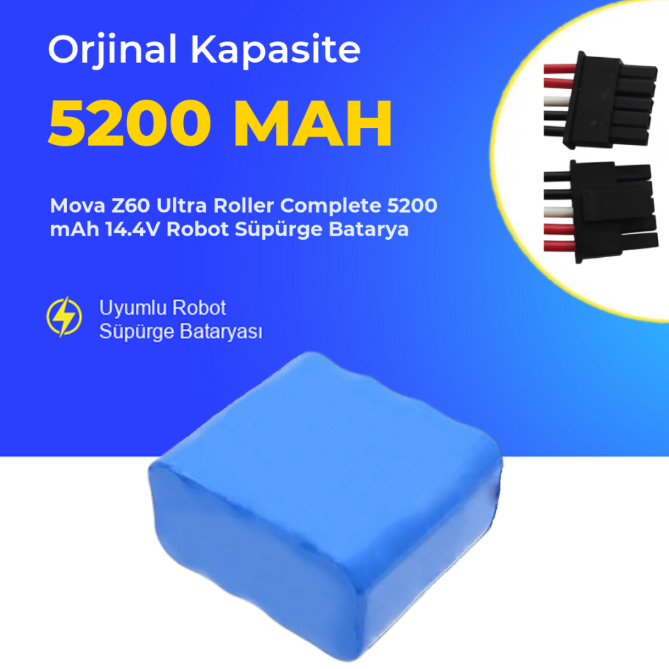 Mova Z60 Ultra Roller Complete 5200 mAh 14.4V Robot Süpürge Batarya