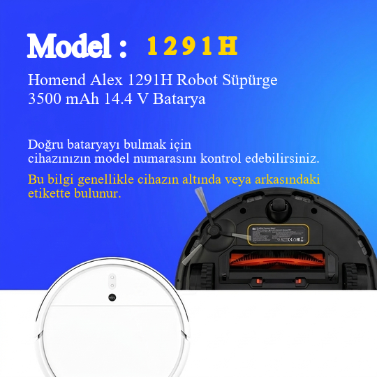 Homend Alex 1291H Robot Süpürge 3500 mAh 14.4V Batarya