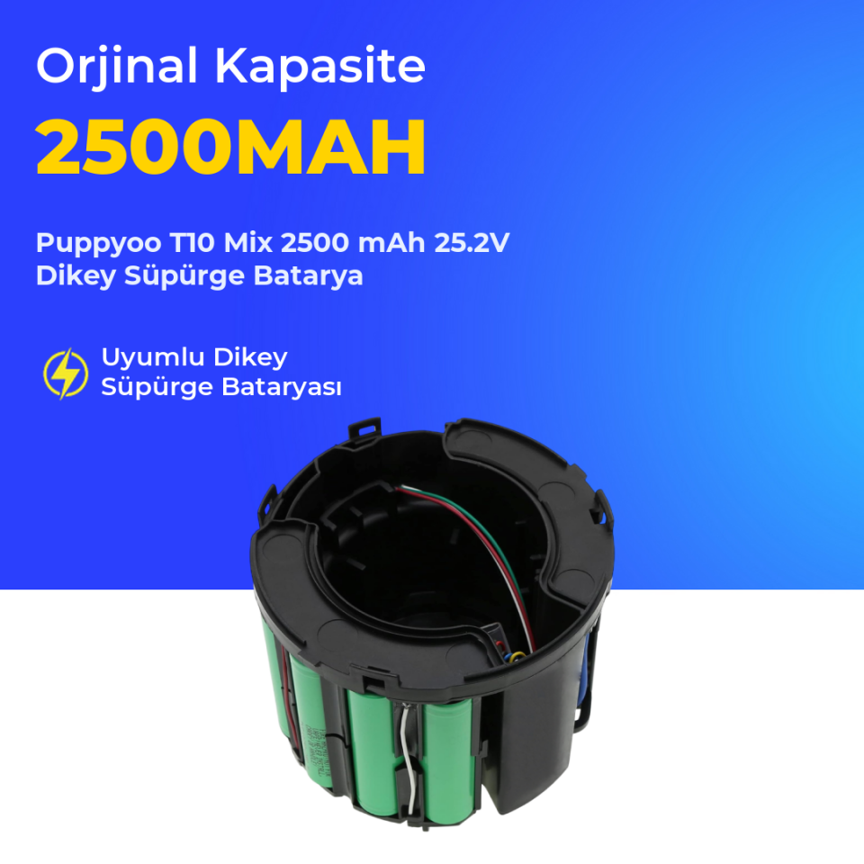 Puppyoo T10 Mix 2500 mAh 25.2V Dikey Süpürge Batarya