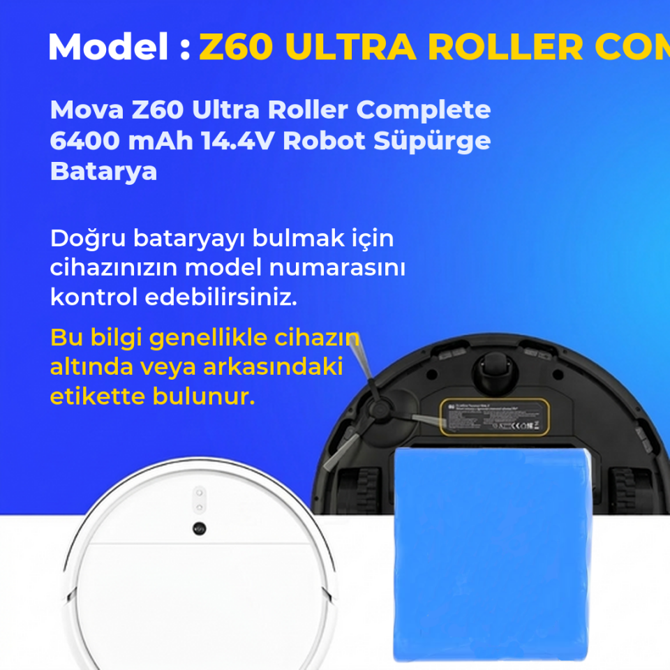 Mova Z60 Ultra Roller Complete 6400 mAh 14.4V Robot Süpürge Batarya