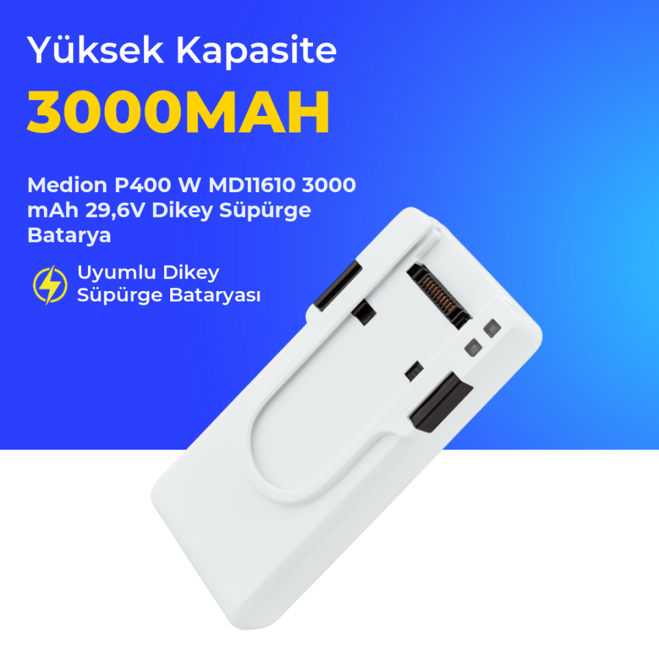 Medion P400 W MD11610 3000 mAh 29,6V Dikey Süpürge Batarya