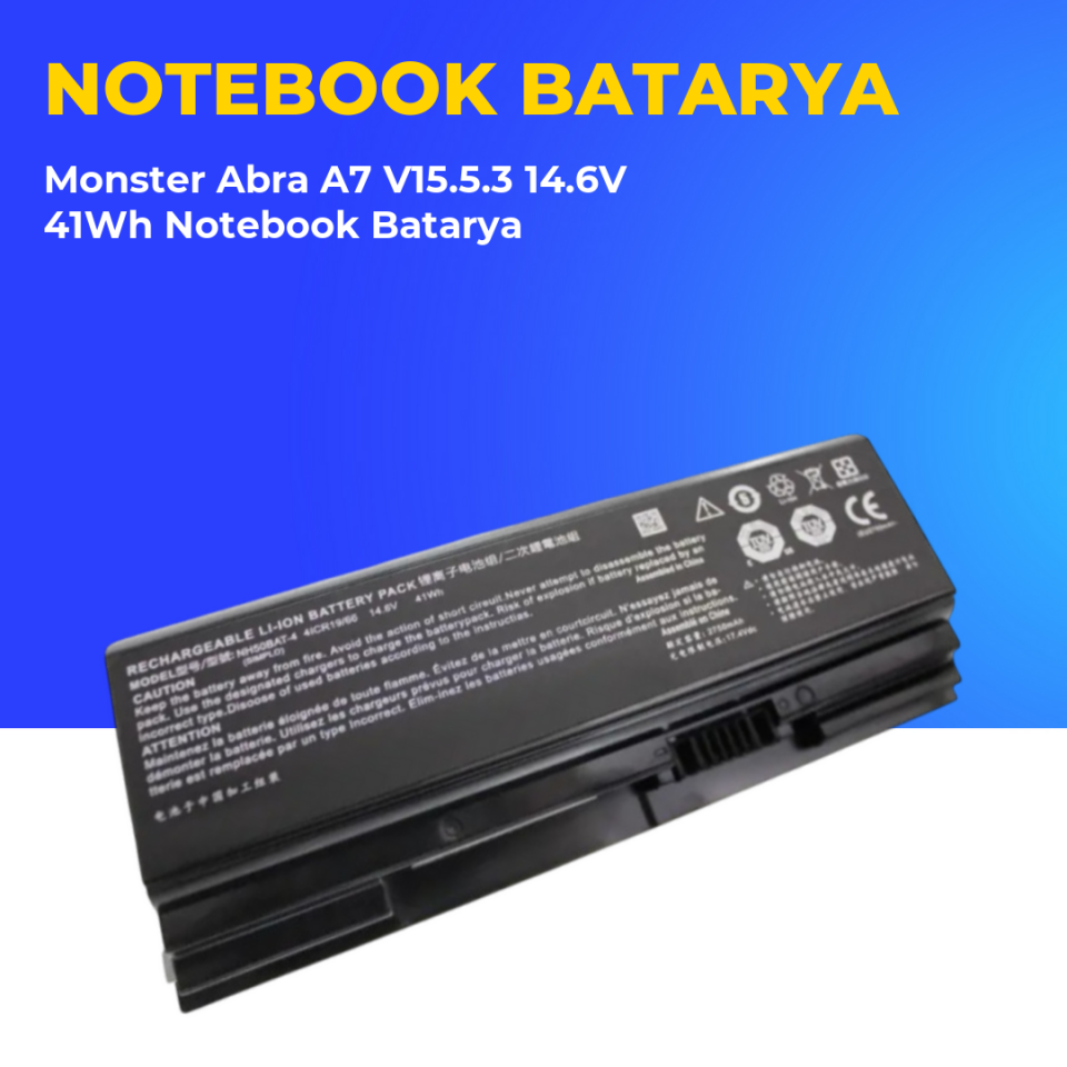 Monster Abra A7 V15.5.3 14.6V 41Wh Notebook Batarya