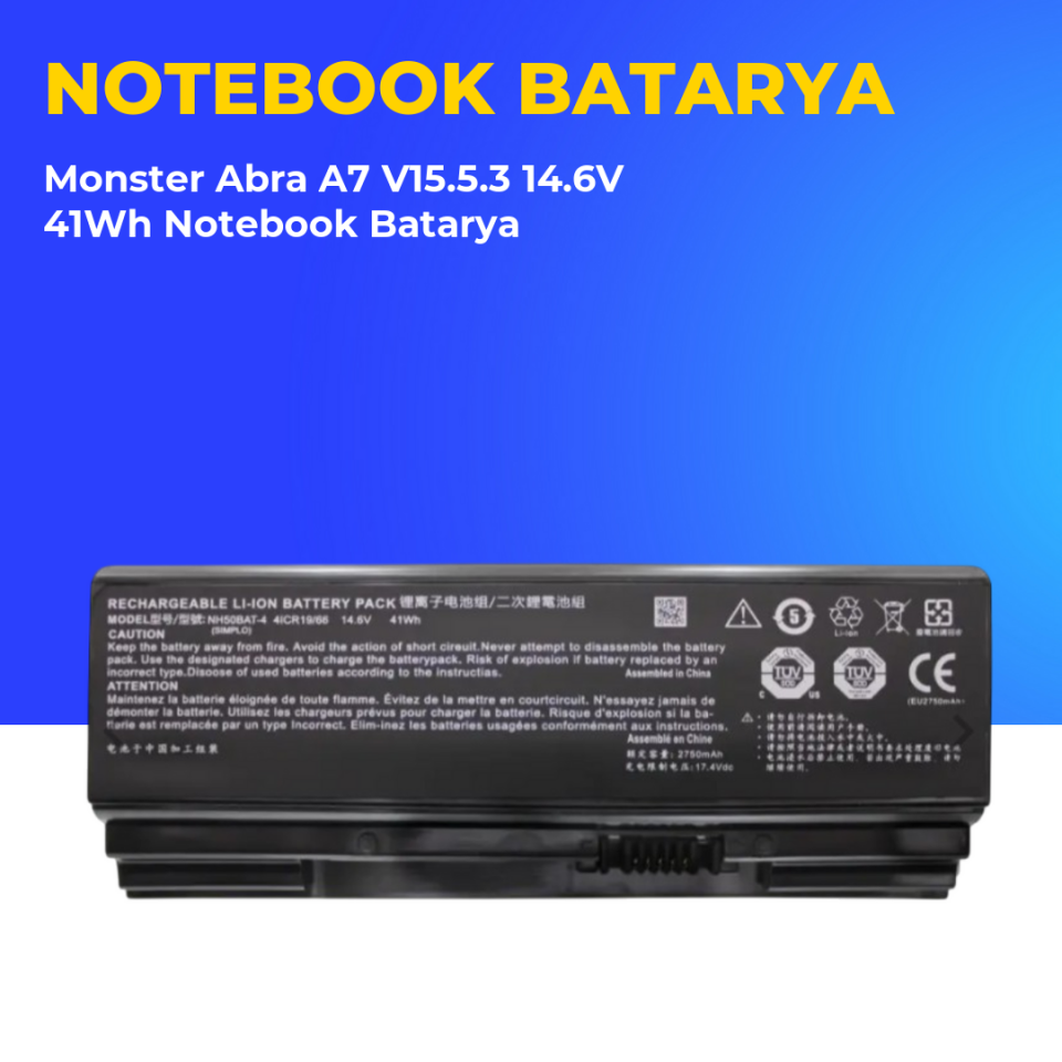 Monster Abra A7 V15.5.3 14.6V 41Wh Notebook Batarya
