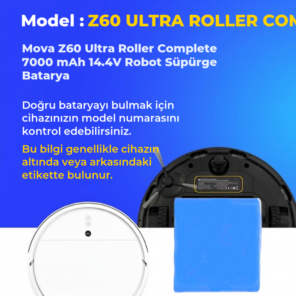 Mova Z60 Ultra Roller Complete 7000 mAh 14.4V Robot Süpürge Batarya