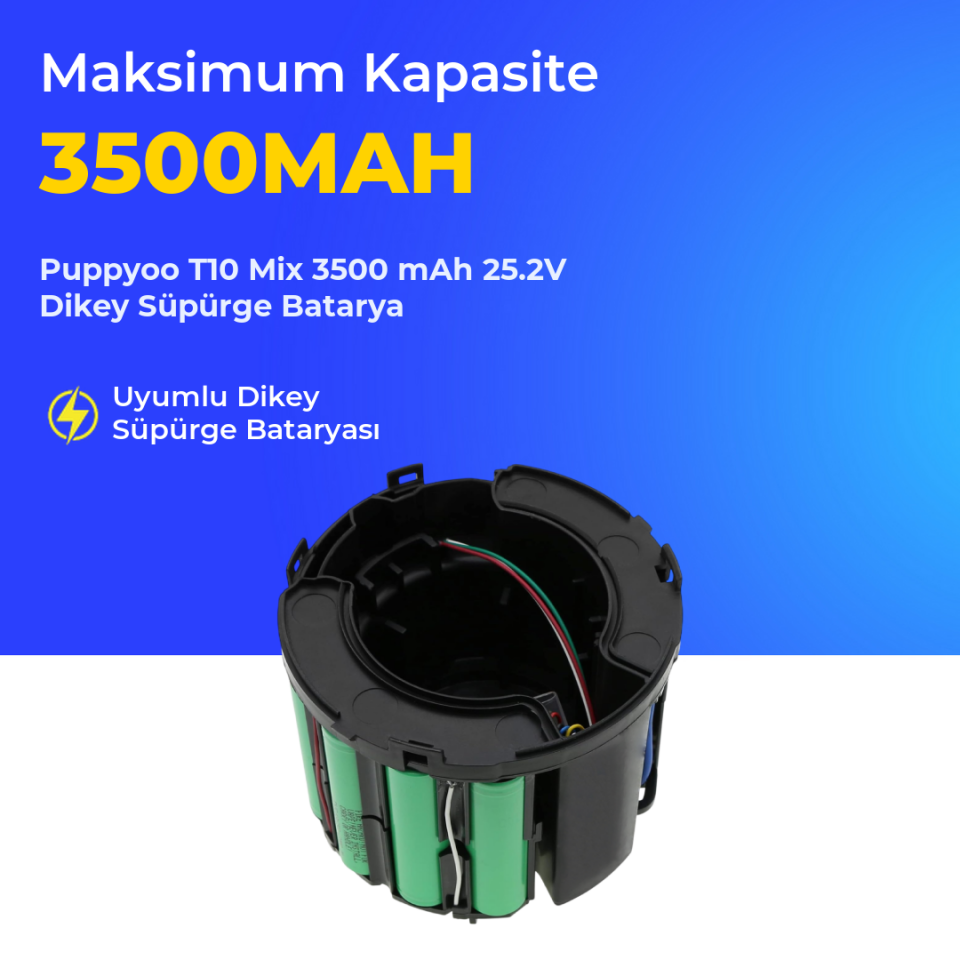 Puppyoo T10 Mix 3500 mAh 25.2V Dikey Süpürge Batarya