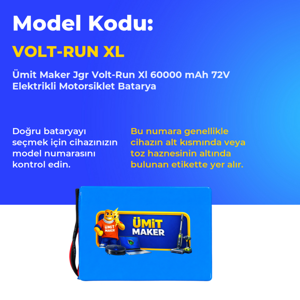 Jgr Volt-Run Xl 60000 mAh 72V Elektrikli Motorsiklet Batarya
