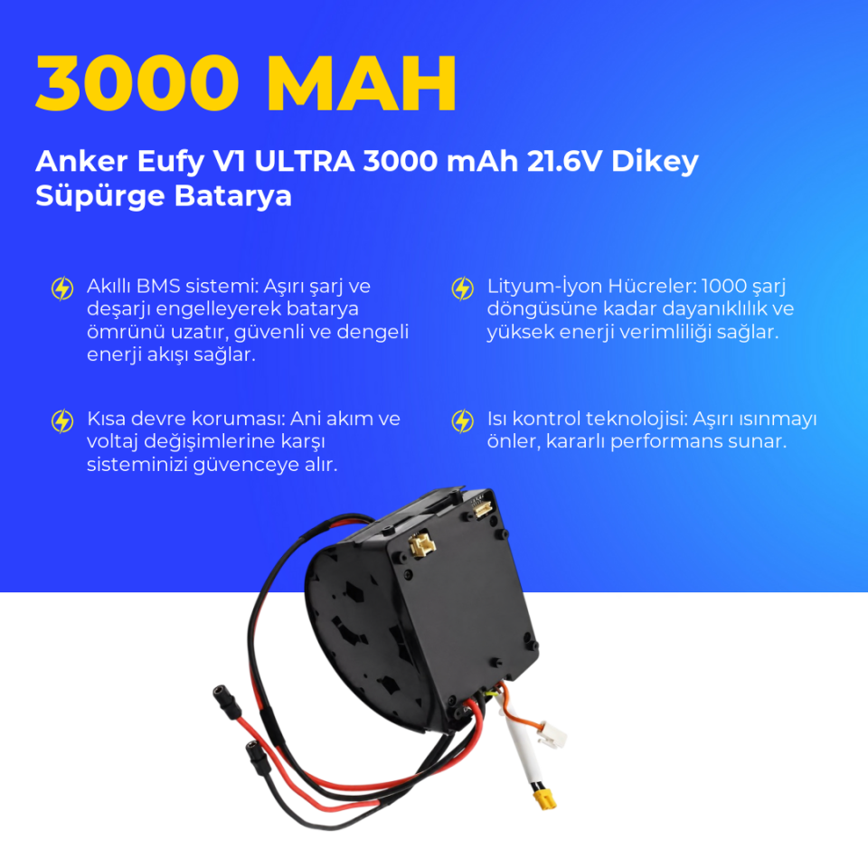 Anker Eufy V1 ULTRA 3000 mAh 21.6V Dikey Süpürge Batarya
